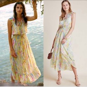Anthropologie Watercolor Maxi Dress Sz 10